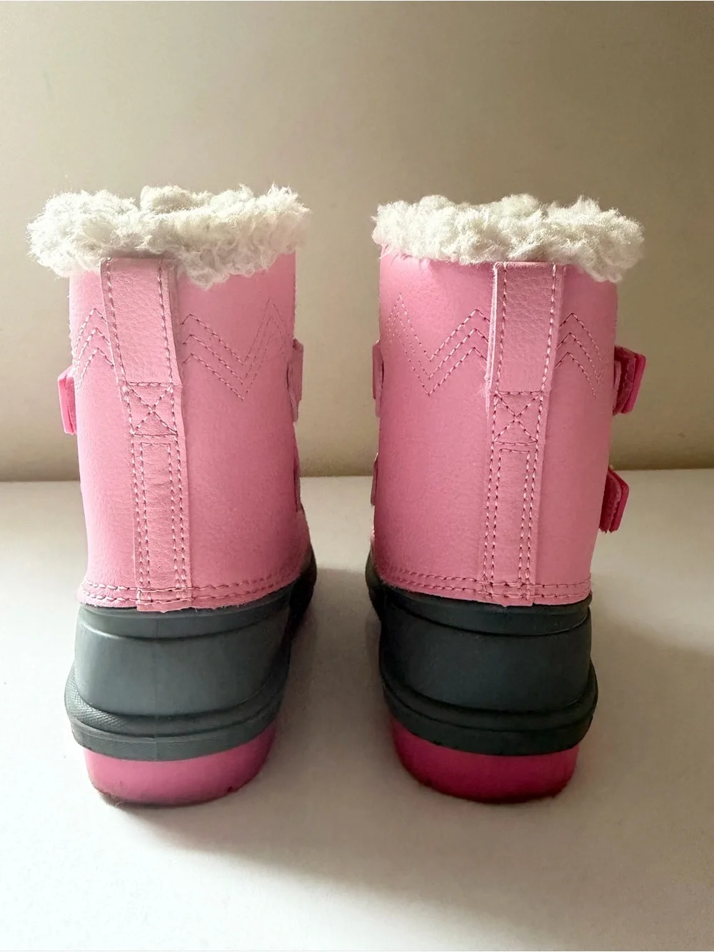 Cat & Jack Pink and Gray Kids Snow Boots with Faux Fur Cuff